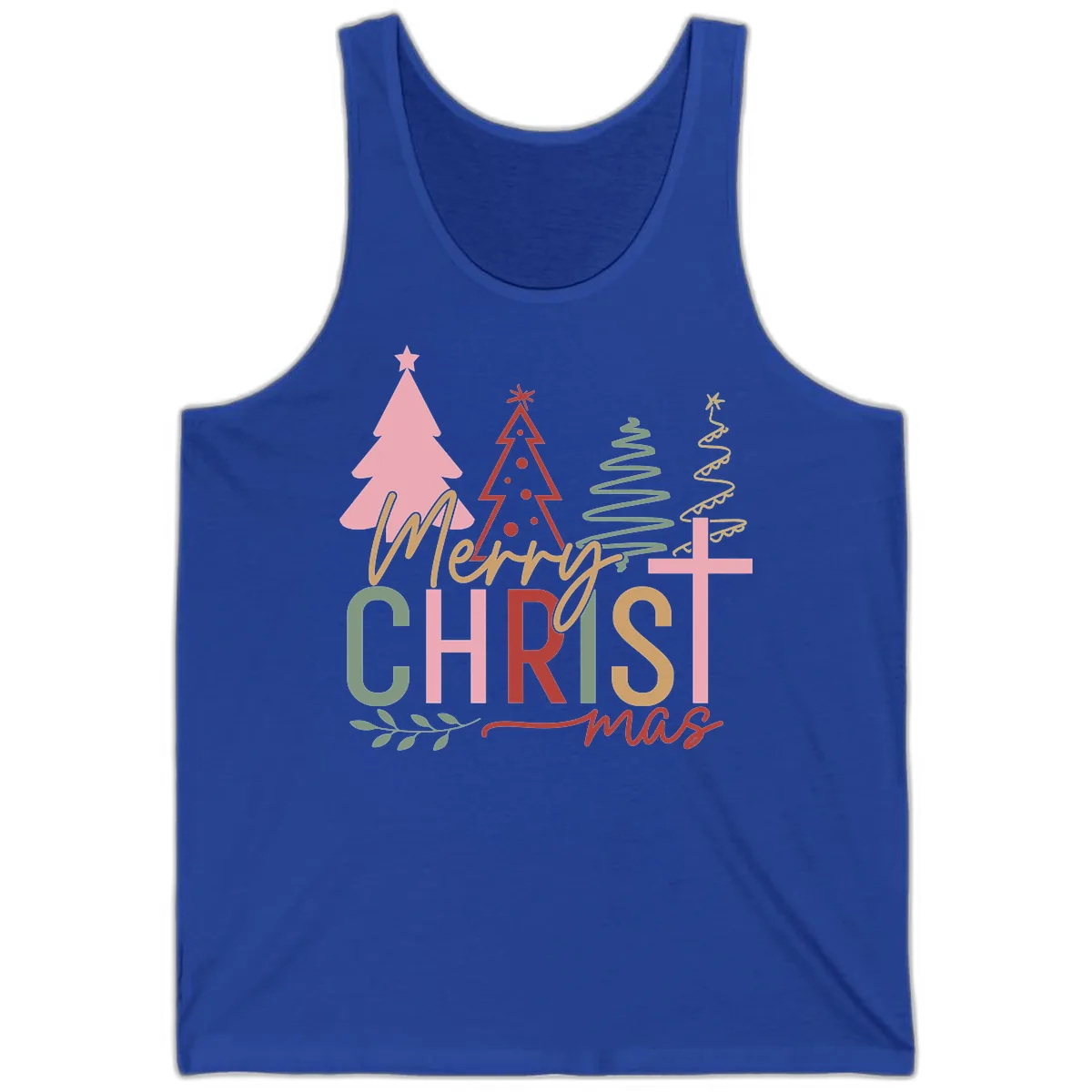 Merry Christmas Trees And Cross Tank in True Royal