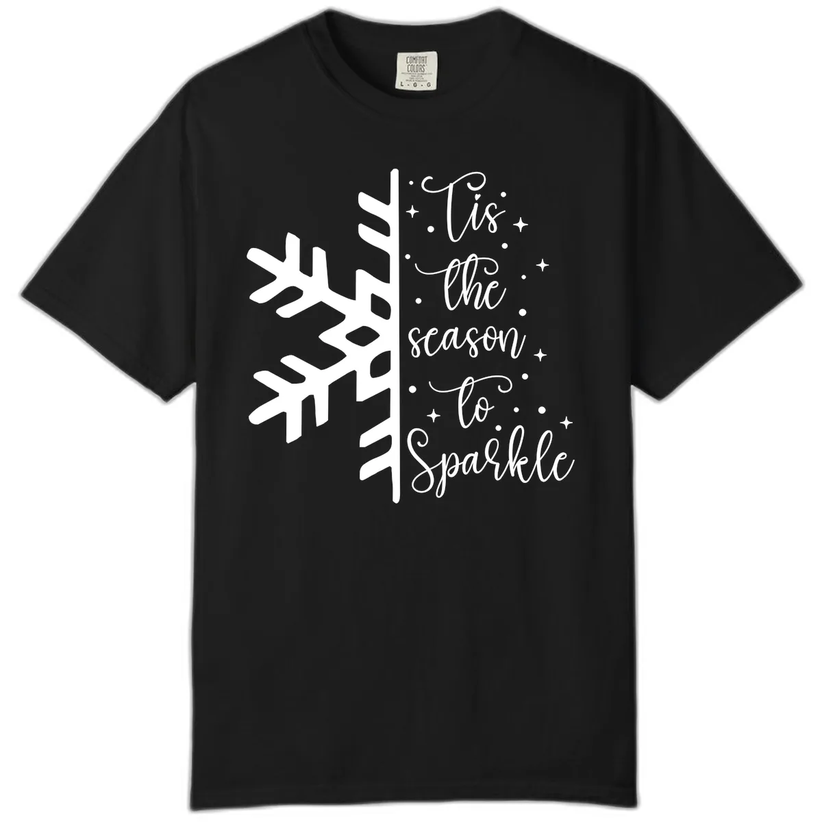Tis The Season To Sparkle Snowflake Comfort Color in Black