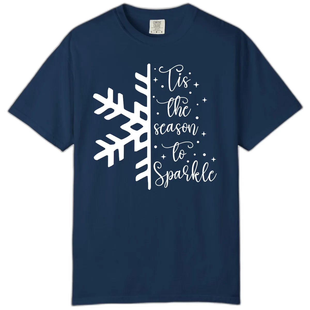 Tis The Season To Sparkle Snowflake Comfort Color in Navy