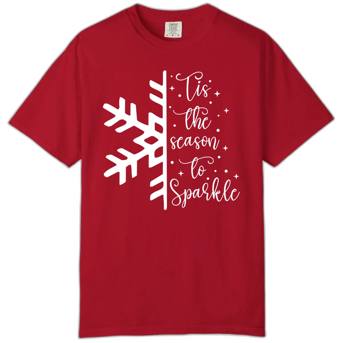Tis The Season To Sparkle Snowflake Comfort Color in Red