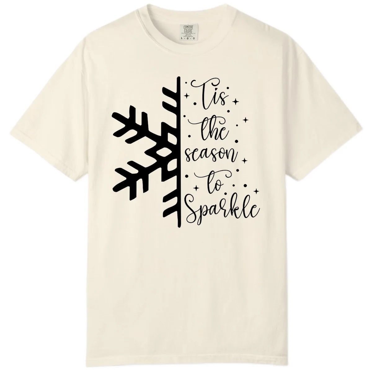 Tis The Season To Sparkle Snowflake Comfort Color in Ivory