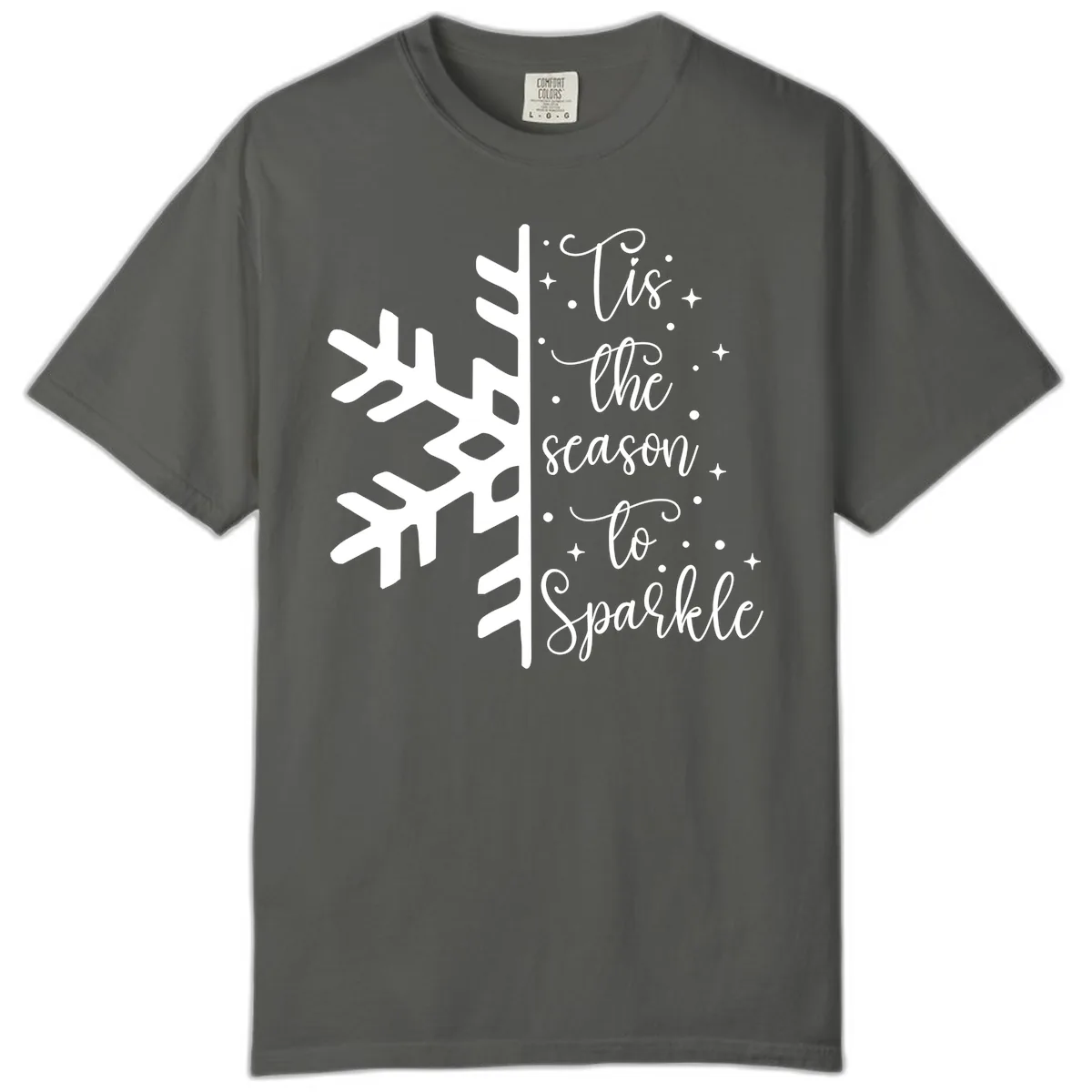 Tis The Season To Sparkle Snowflake Comfort Color in Pepper
