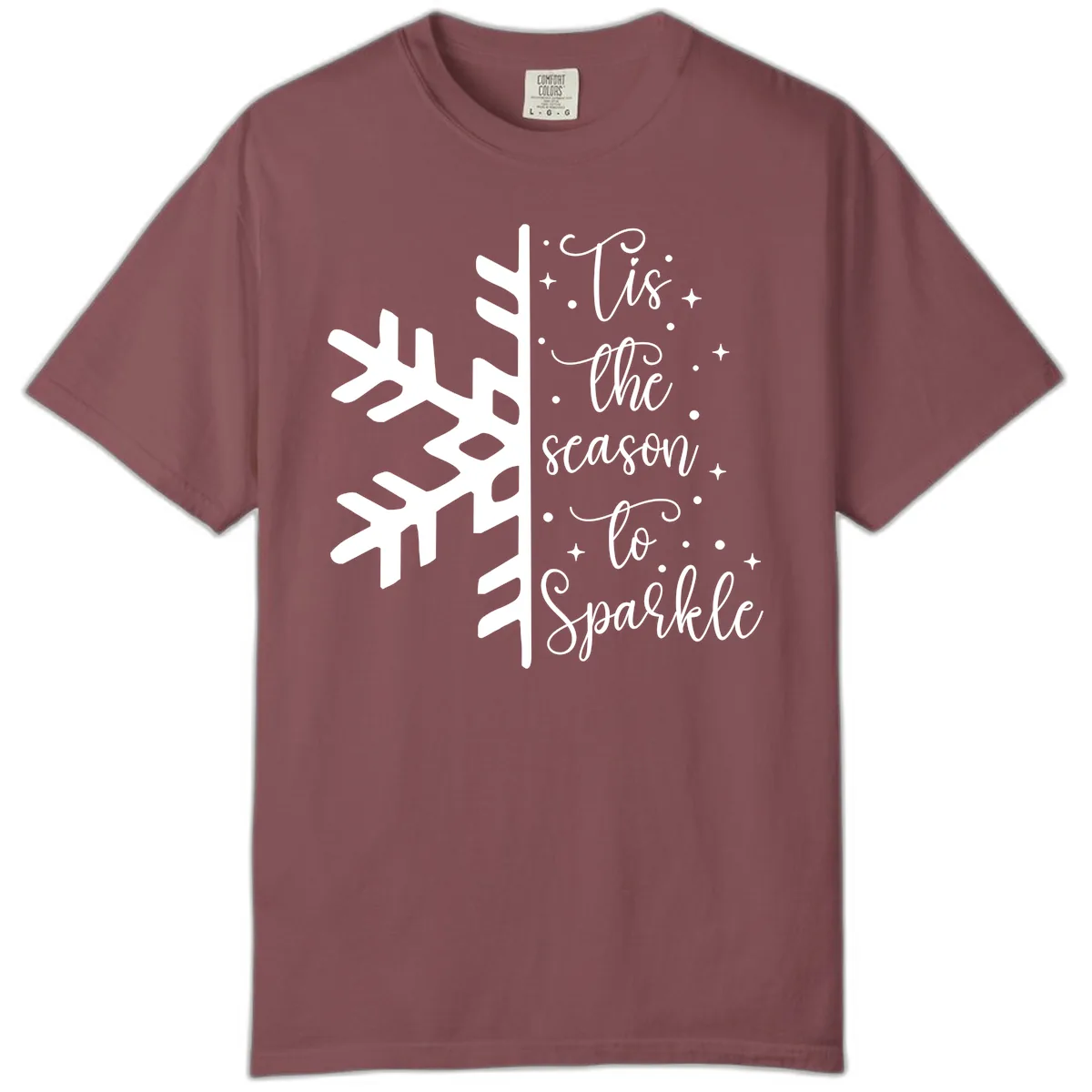 Tis The Season To Sparkle Snowflake Comfort Color in Brick