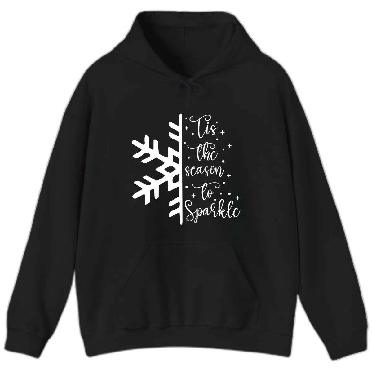 Tis The Season To Sparkle Snowflake Hoodie in Black