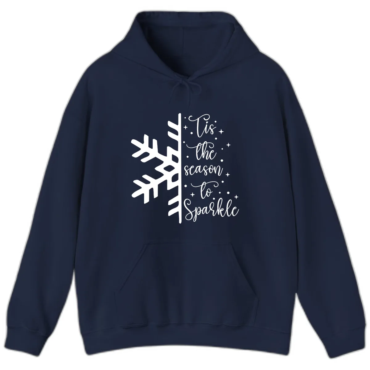 Tis The Season To Sparkle Snowflake Hoodie in Navy