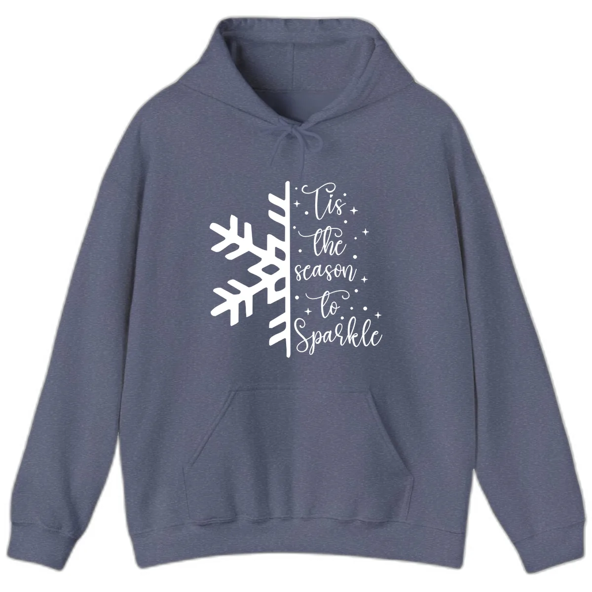 Tis The Season To Sparkle Snowflake Hoodie in Heather Navy