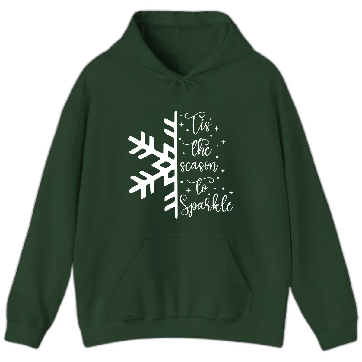 Tis The Season To Sparkle Snowflake Hoodie in Forest Green