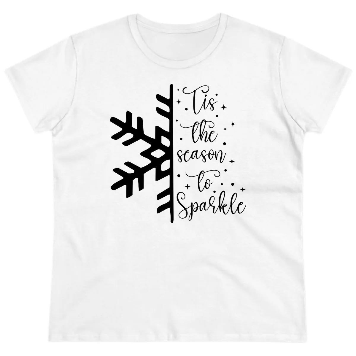 Tis The Season To Sparkle Snowflake Ladies Tee in White