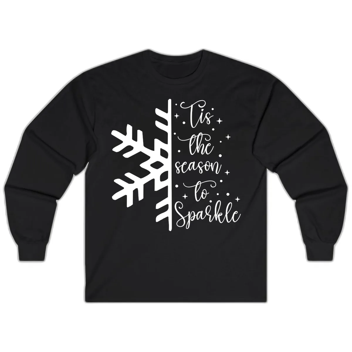Tis The Season To Sparkle Snowflake Long Sleeve in Black