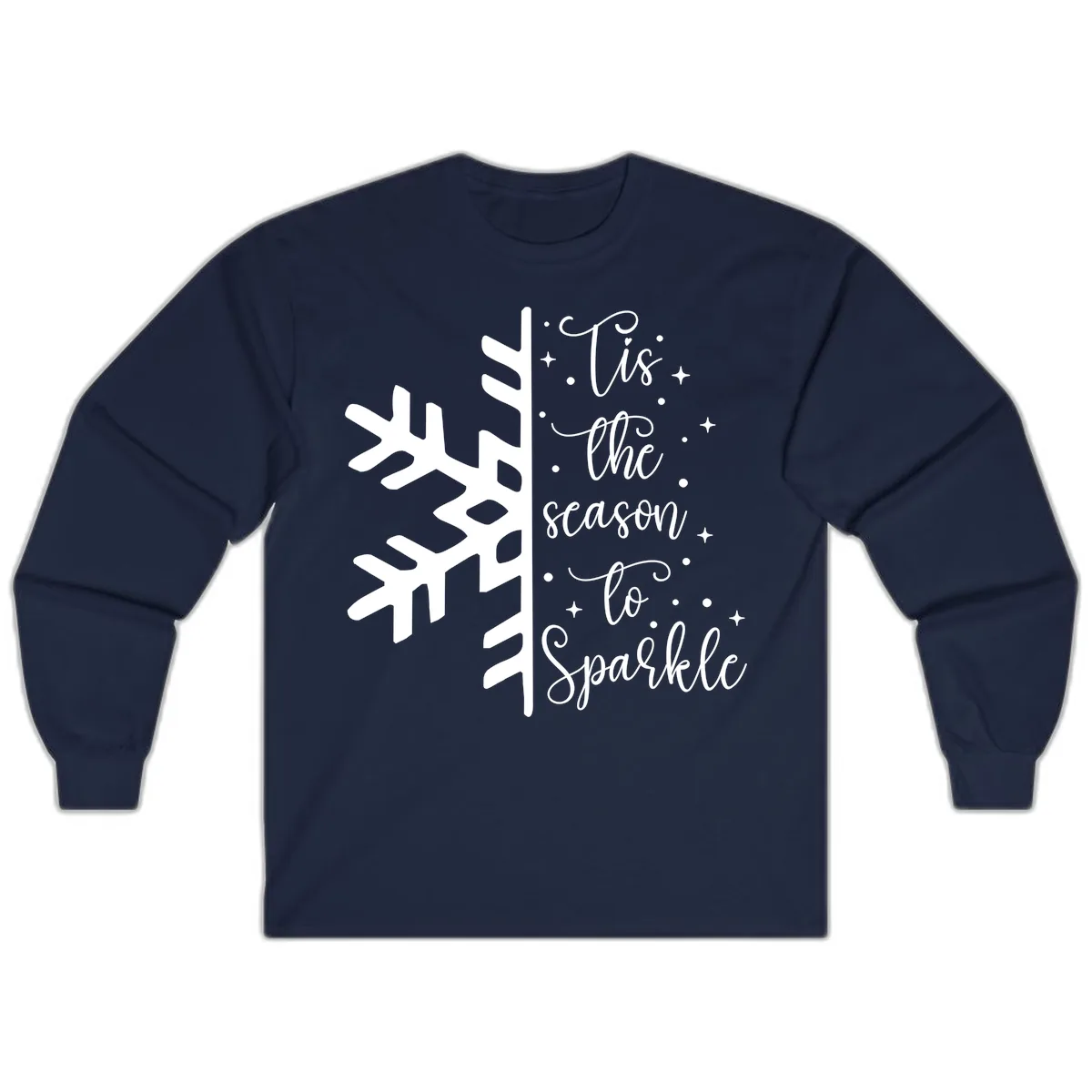Tis The Season To Sparkle Snowflake Long Sleeve in Navy