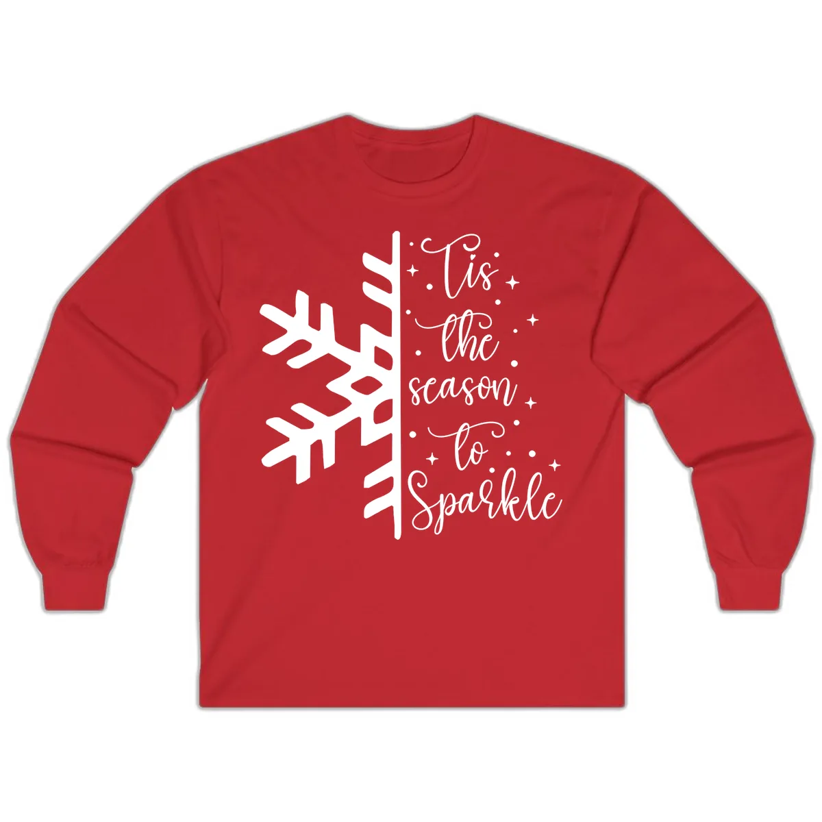 Tis The Season To Sparkle Snowflake Long Sleeve in Red