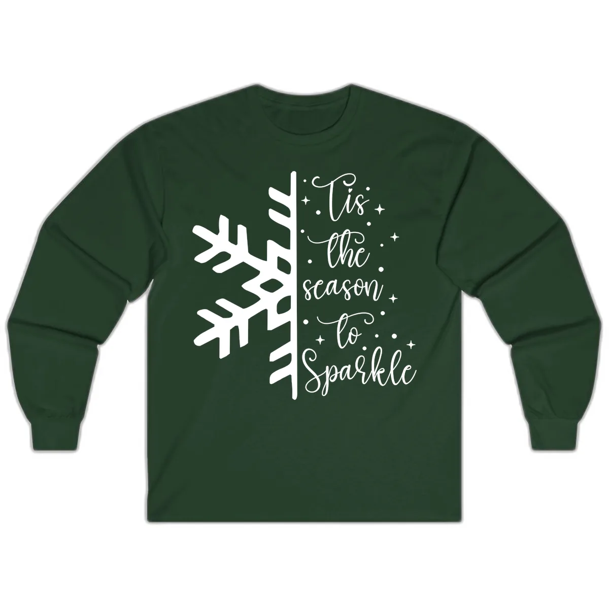 Tis The Season To Sparkle Snowflake Long Sleeve in Forest Green