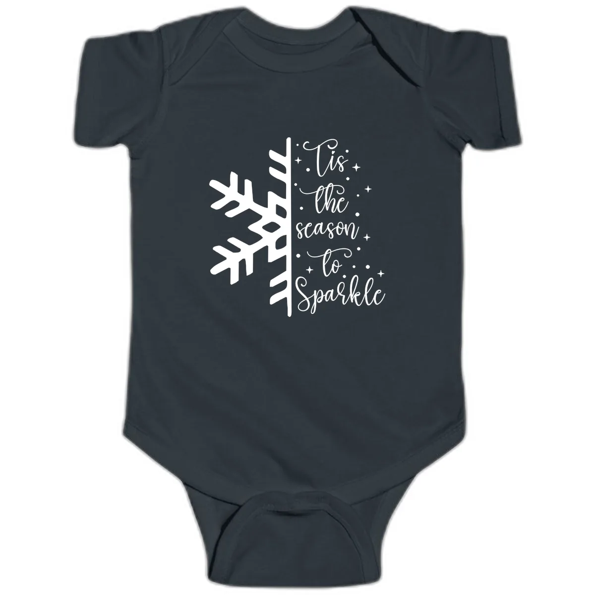 Tis The Season To Sparkle Snowflake Baby Onesie in Black