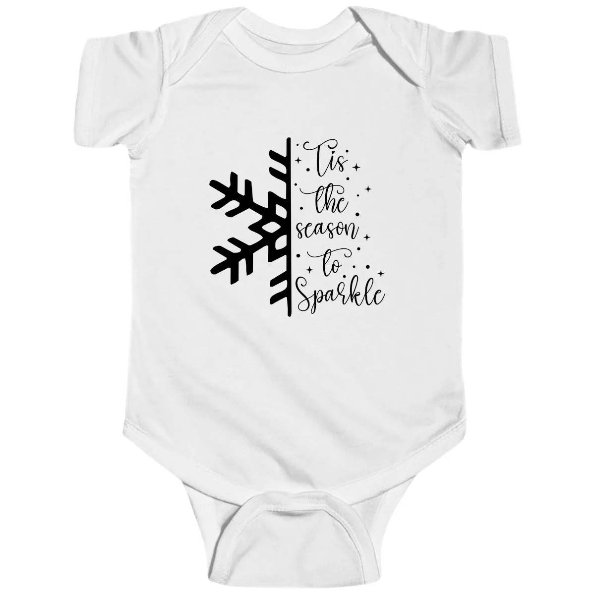 Tis The Season To Sparkle Snowflake Baby Onesie in White