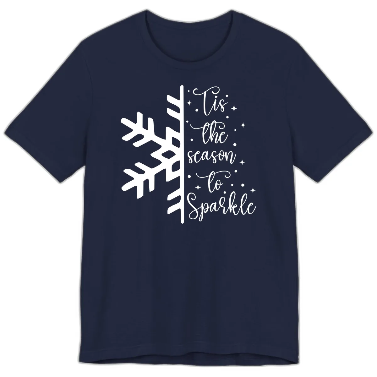 Tis The Season To Sparkle Snowflake Premium T-Shirt in Navy