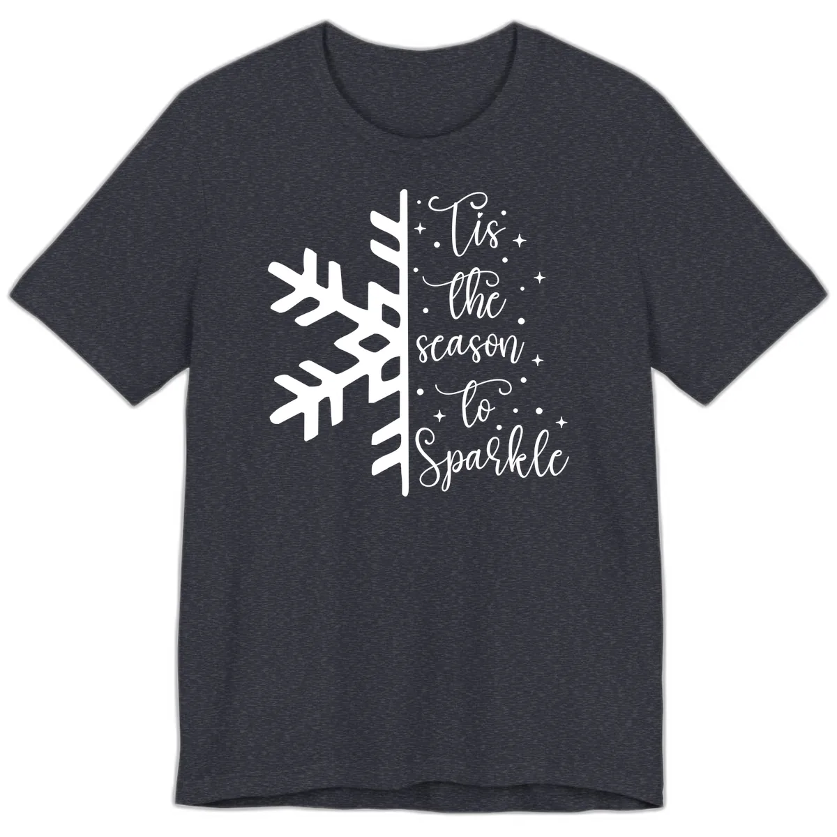 Tis The Season To Sparkle Snowflake Premium T-Shirt in Heather Navy