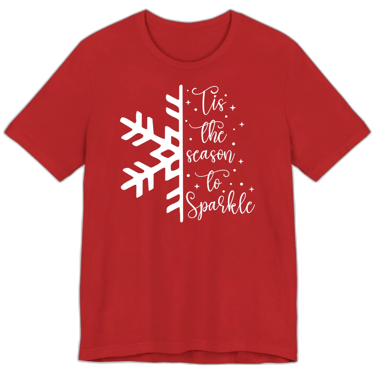 Tis The Season To Sparkle Snowflake Premium T-Shirt in Red