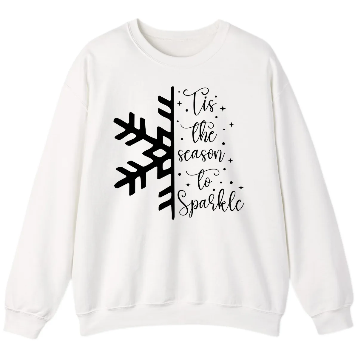 Tis The Season To Sparkle Snowflake Sweatshirt in White