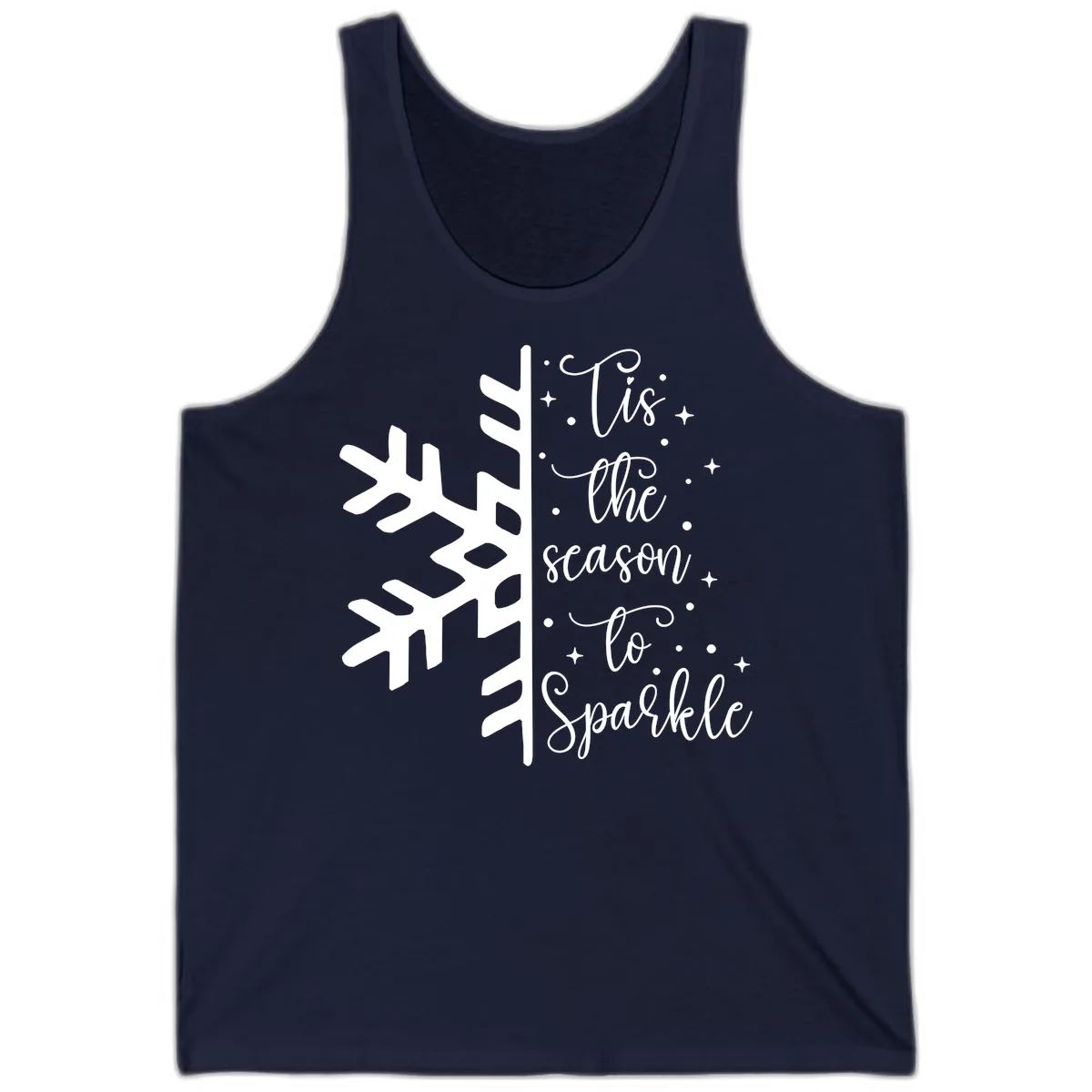 Tis The Season To Sparkle Snowflake Tank in Navy