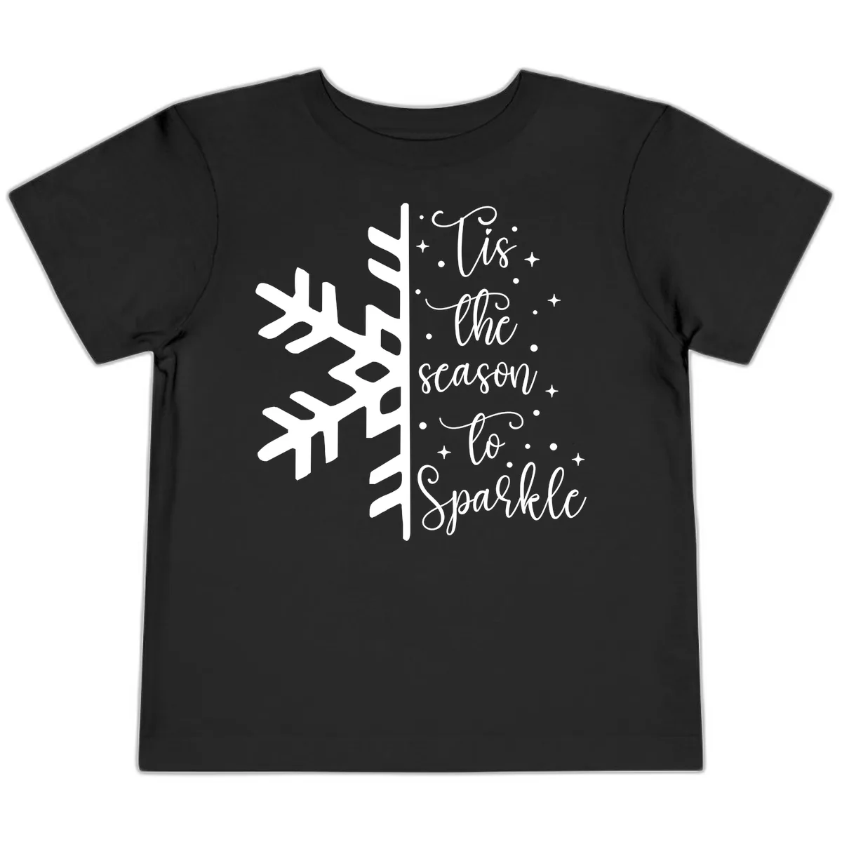 Tis The Season To Sparkle Snowflake Toddler T-Shirt in Black
