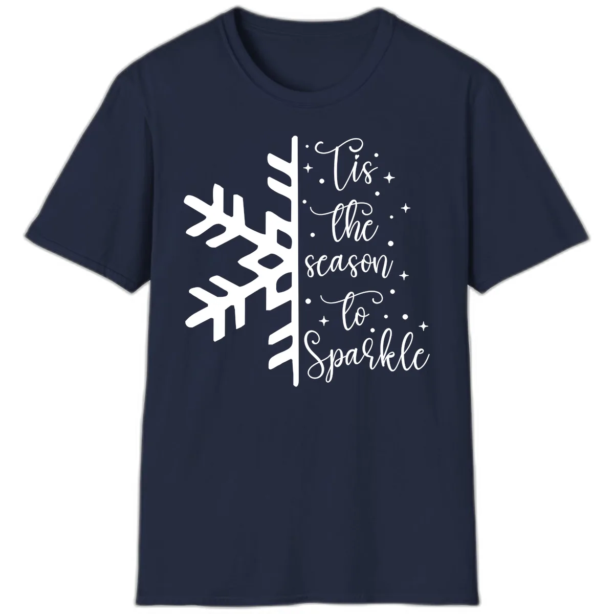 Tis The Season To Sparkle Snowflake T-Shirt in Navy