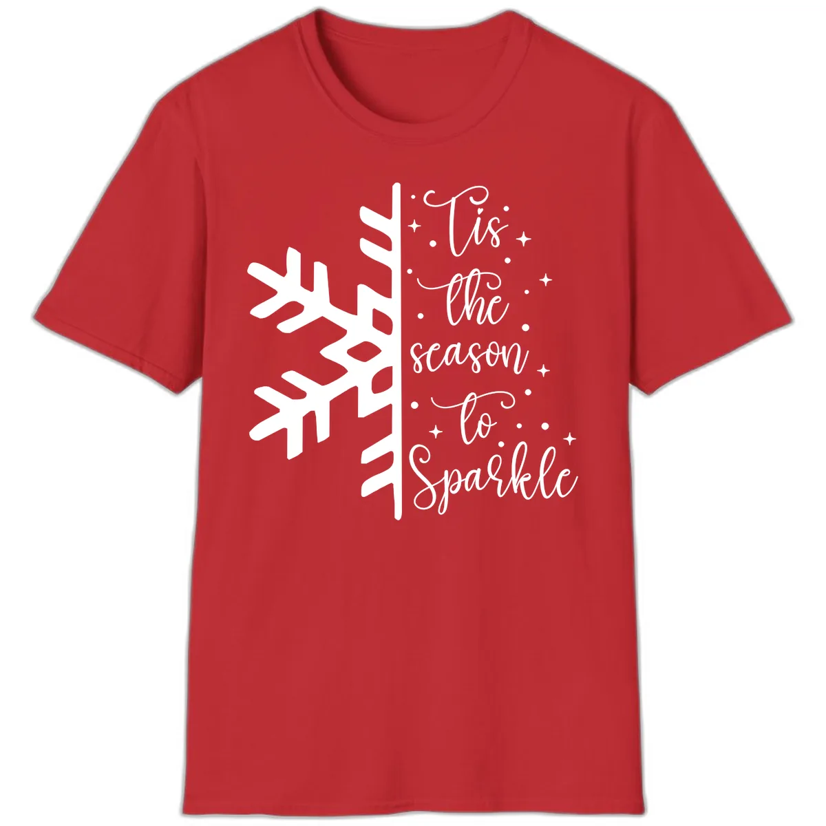 Tis The Season To Sparkle Snowflake T-Shirt in Red