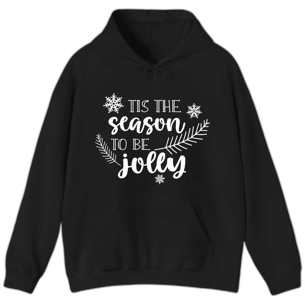 Tis The Season To Be Jolly Christmas Design Hoodie in Black