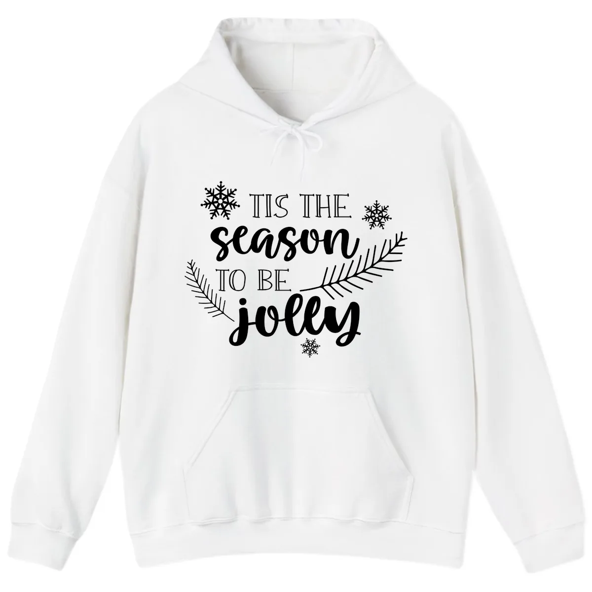 Tis The Season To Be Jolly Christmas Design Hoodie in White