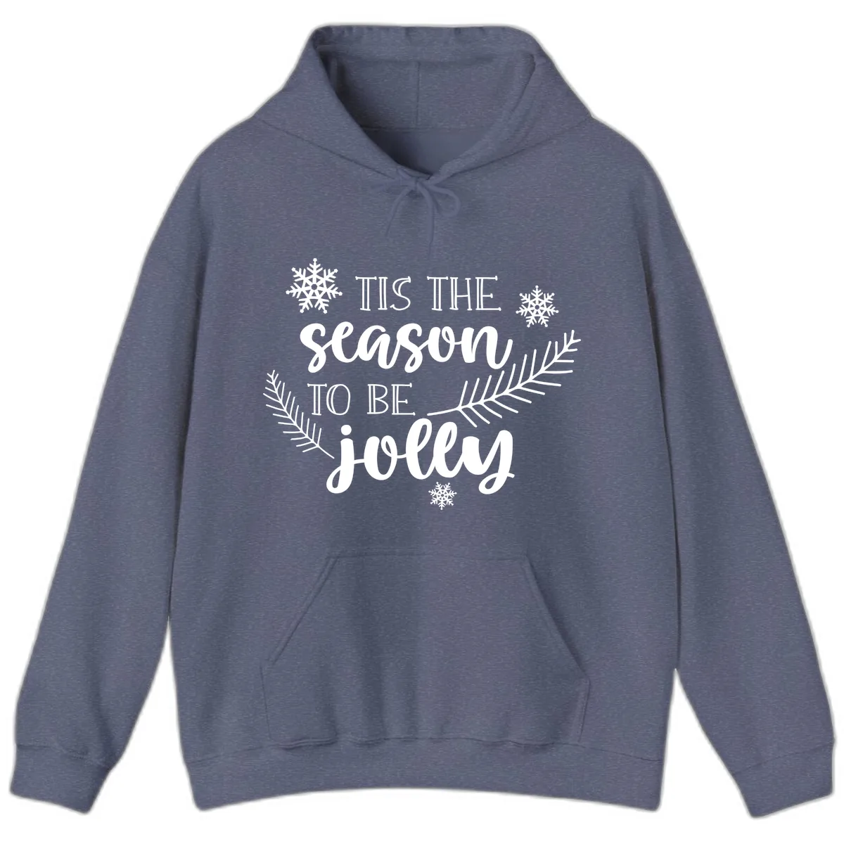 Tis The Season To Be Jolly Christmas Design Hoodie in Heather Navy