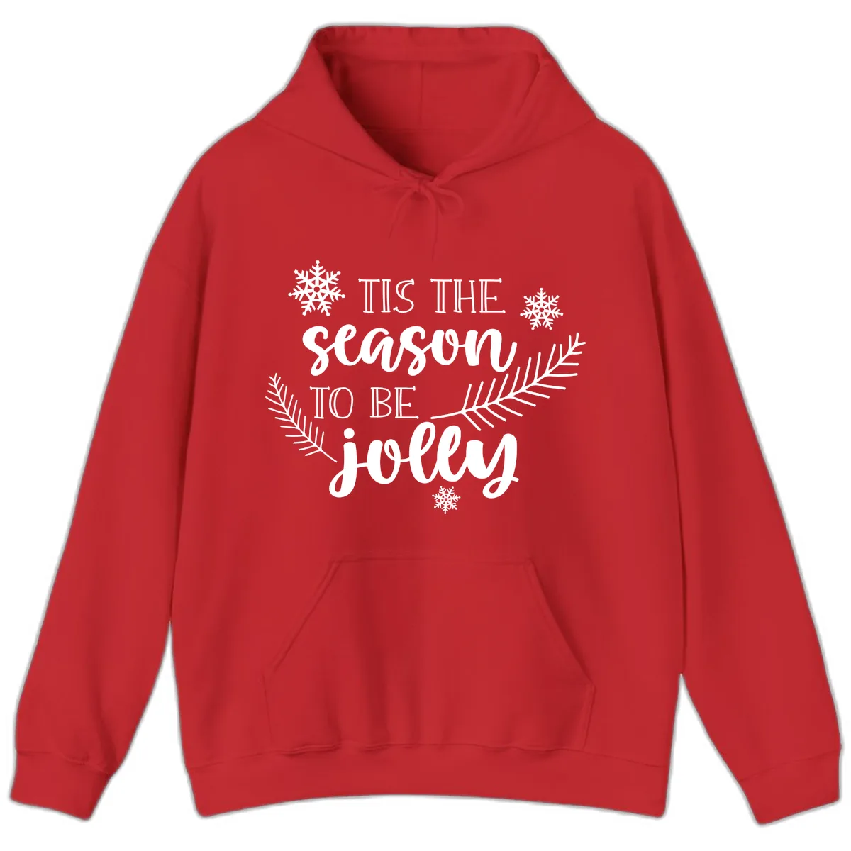 Tis The Season To Be Jolly Christmas Design Hoodie in Red