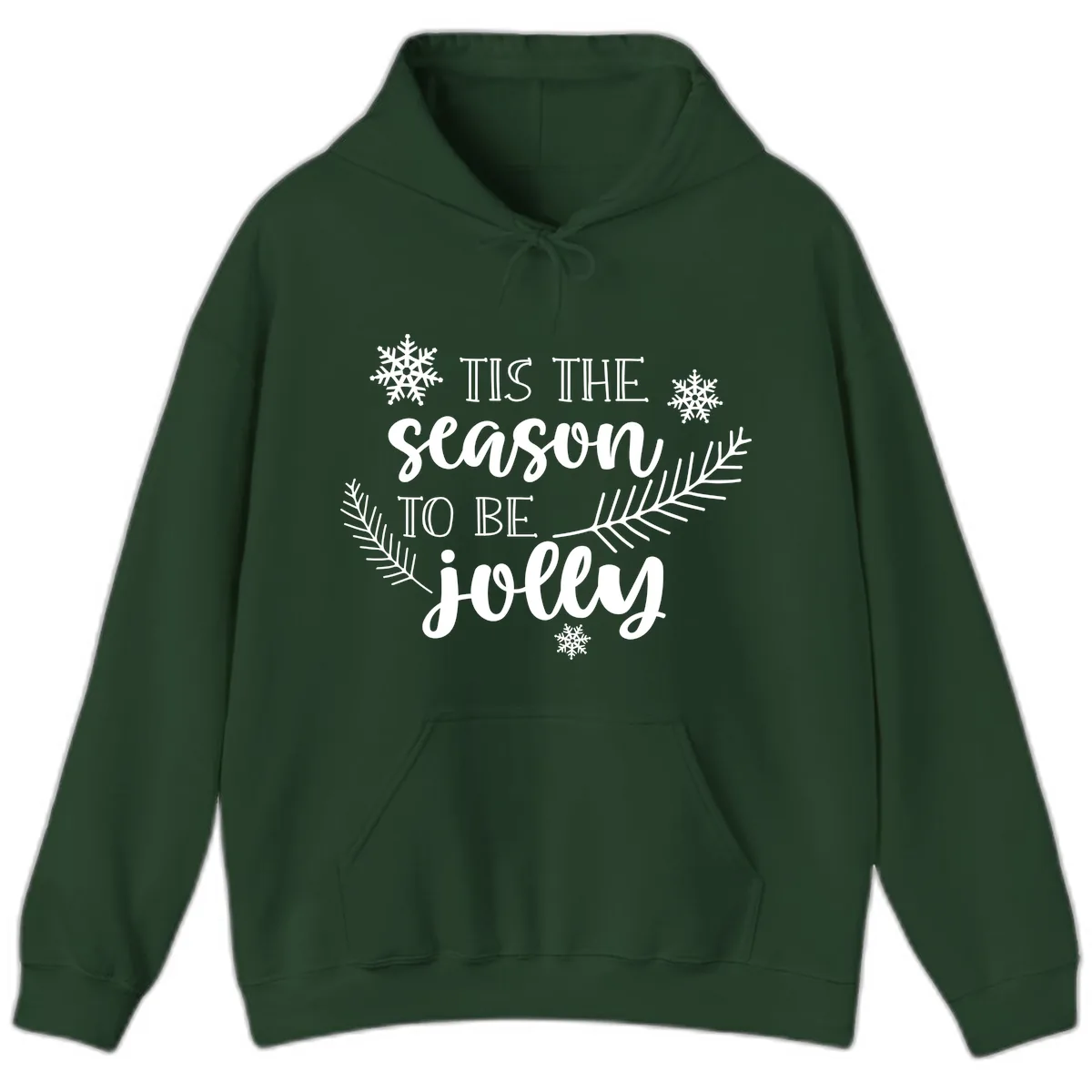 Tis The Season To Be Jolly Christmas Design Hoodie in Forest Green