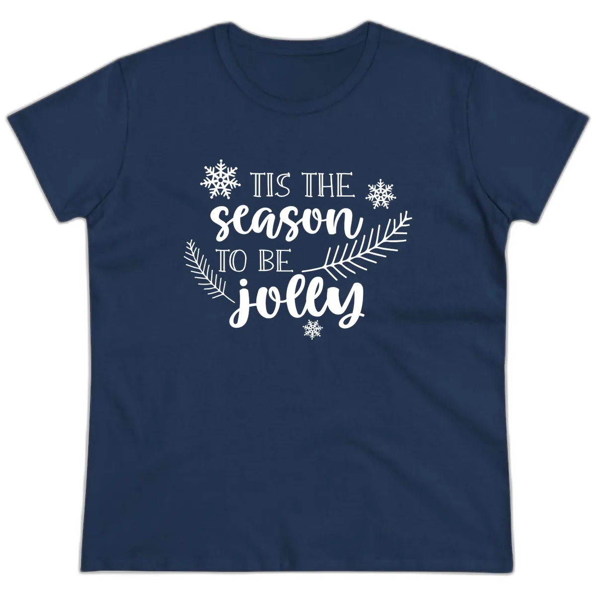 Tis The Season To Be Jolly Christmas Design Ladies Tee in Navy