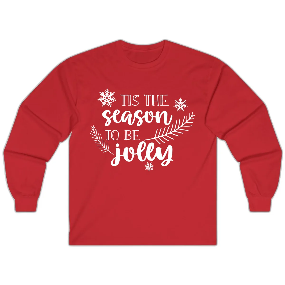 Tis The Season To Be Jolly Christmas Design Long Sleeve in Red