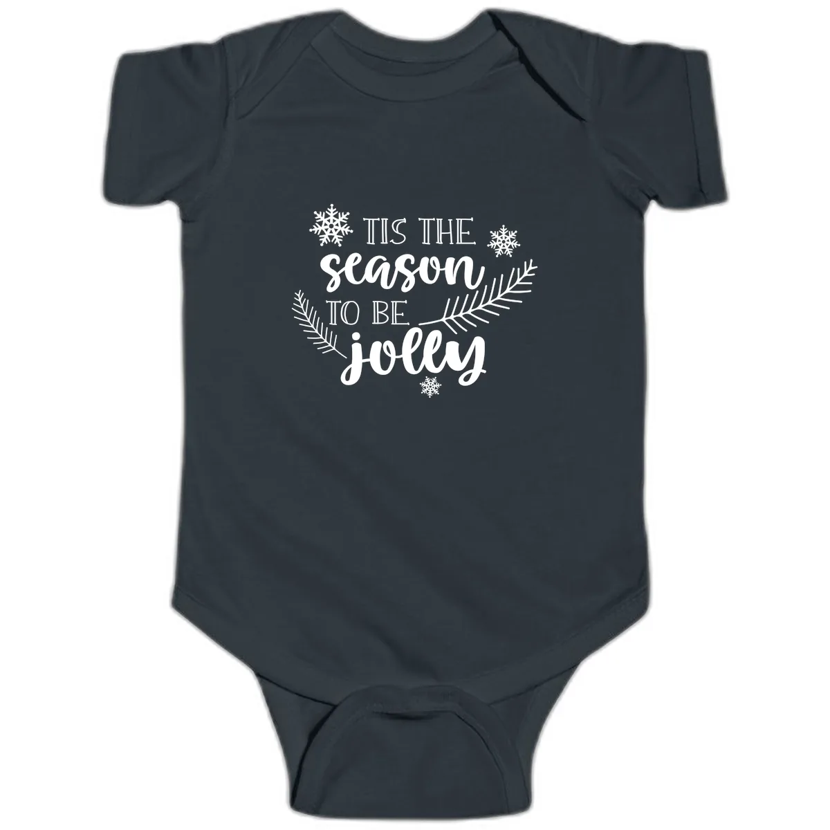 Tis The Season To Be Jolly Christmas Design Baby Onesie in Black