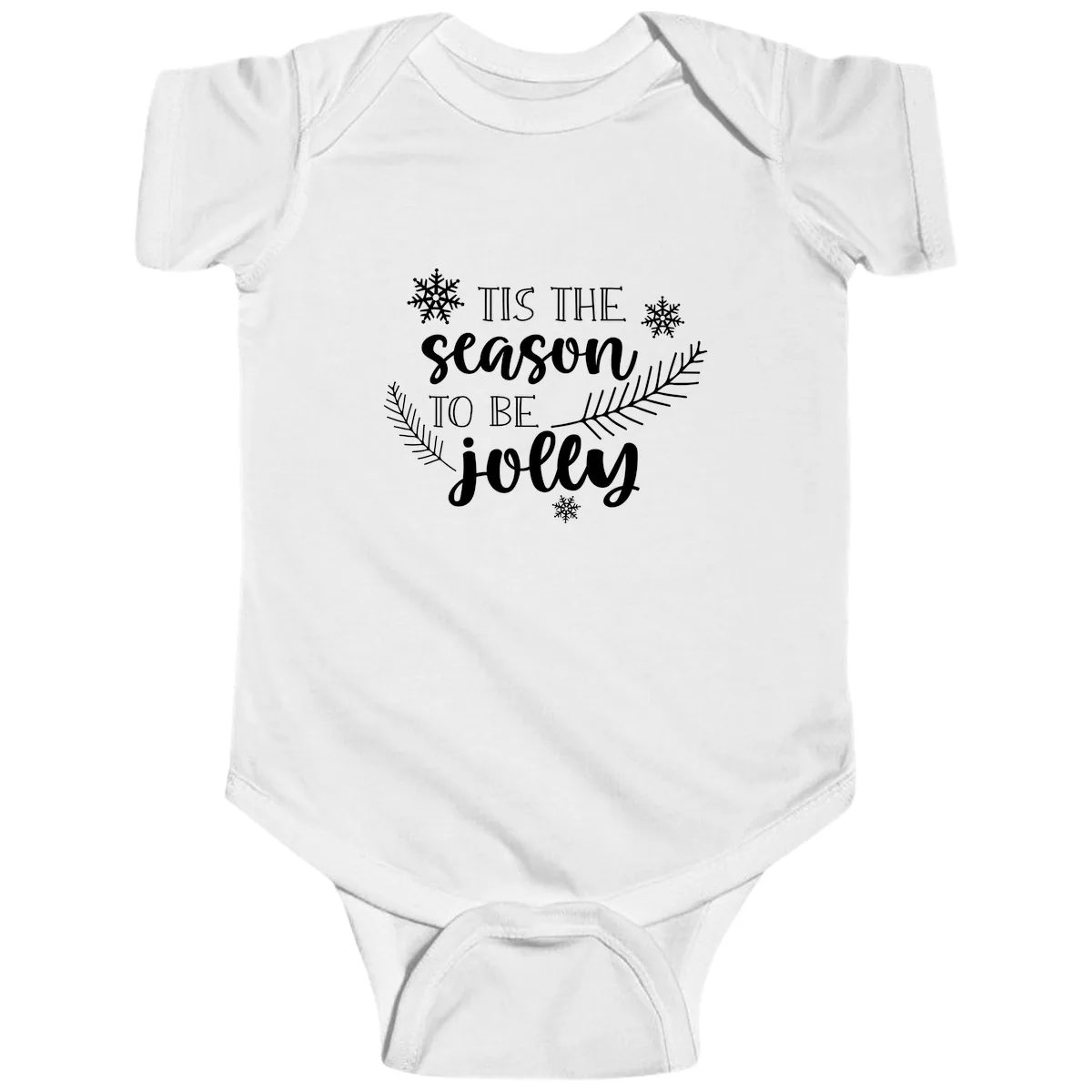 Tis The Season To Be Jolly Christmas Design Baby Onesie in White
