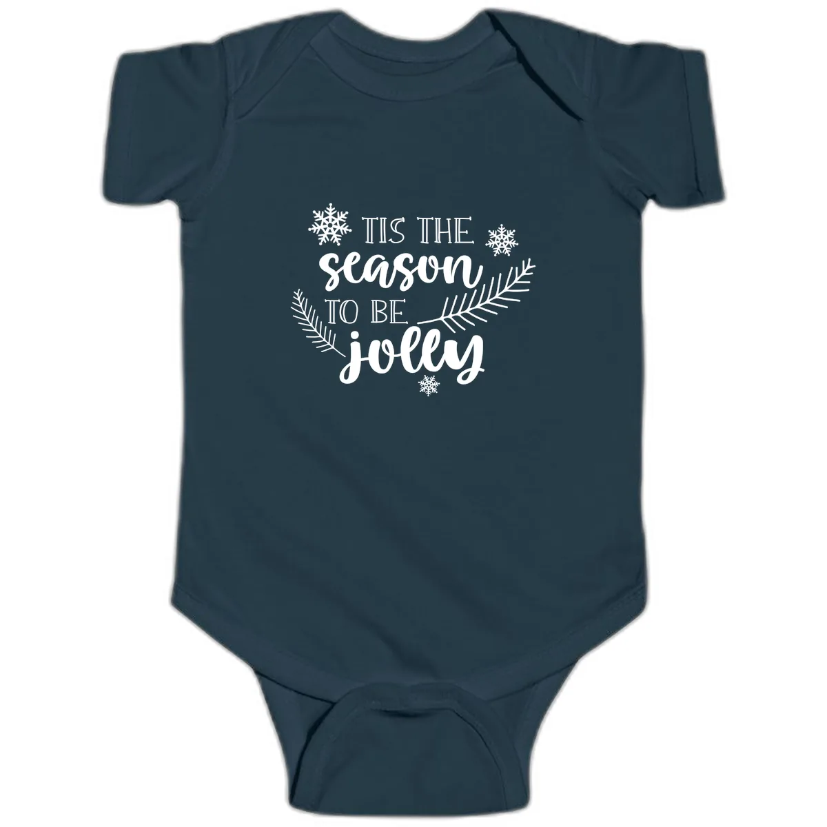 Tis The Season To Be Jolly Christmas Design Baby Onesie in Navy