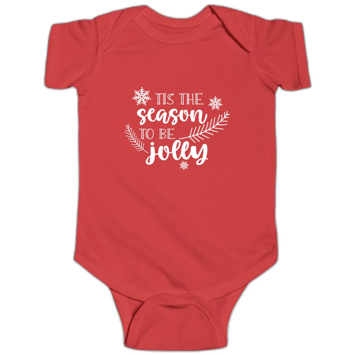 Tis The Season To Be Jolly Christmas Design Baby Onesie in Red