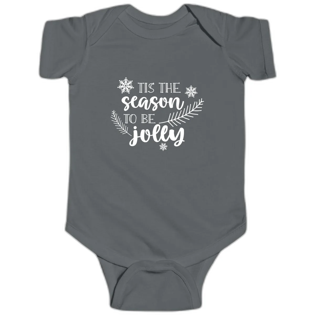 Tis The Season To Be Jolly Christmas Design Baby Onesie in Charcoal