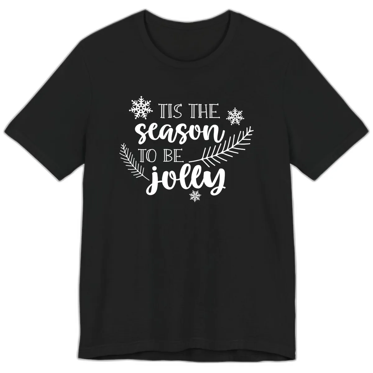 Tis The Season To Be Jolly Christmas Design Premium T-Shirt in Black