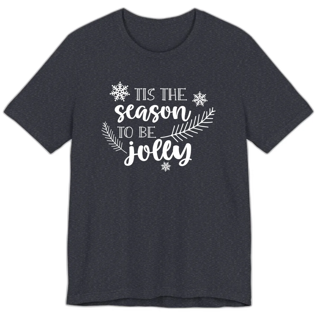 Tis The Season To Be Jolly Christmas Design Premium T-Shirt in Heather Navy