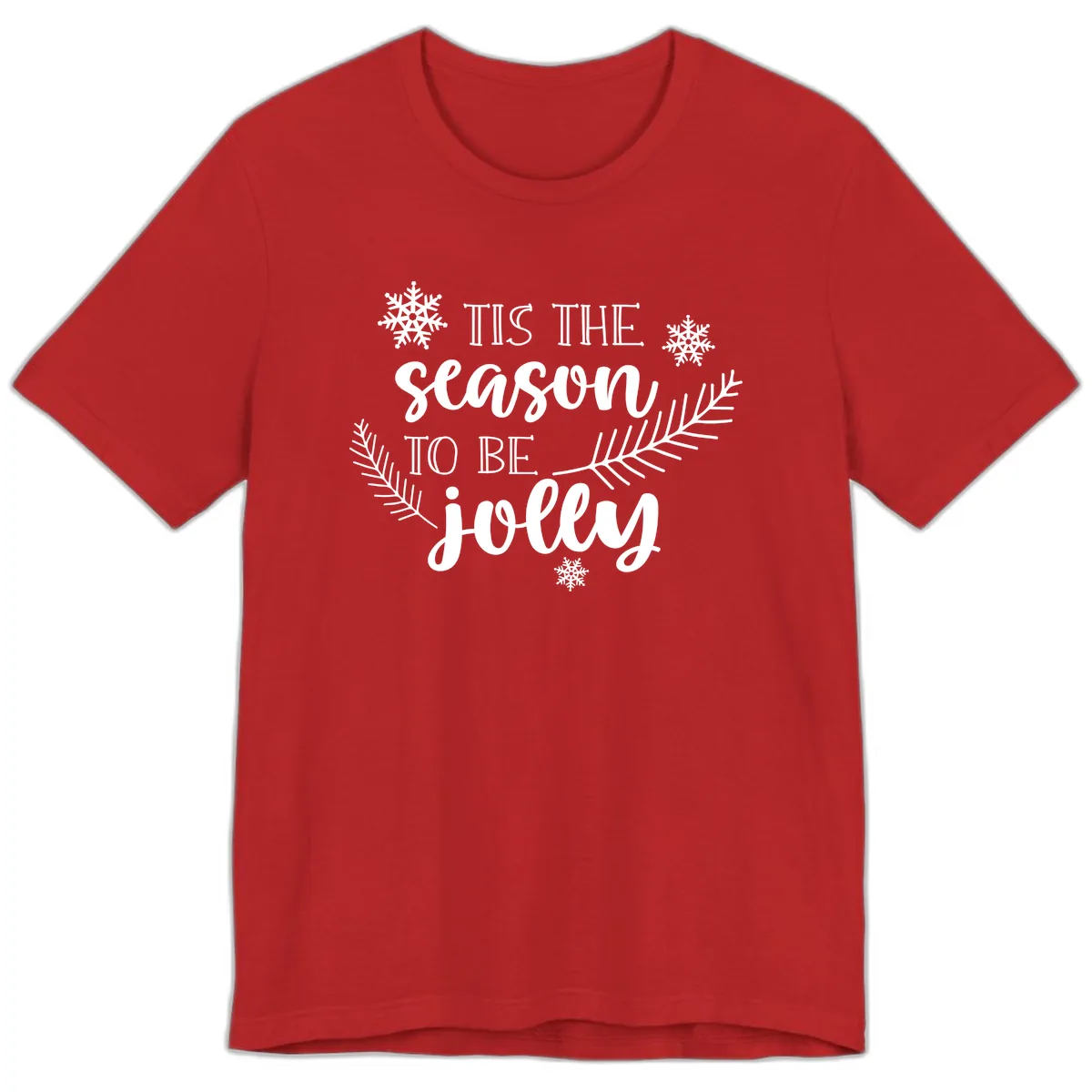 Tis The Season To Be Jolly Christmas Design Premium T-Shirt in Red