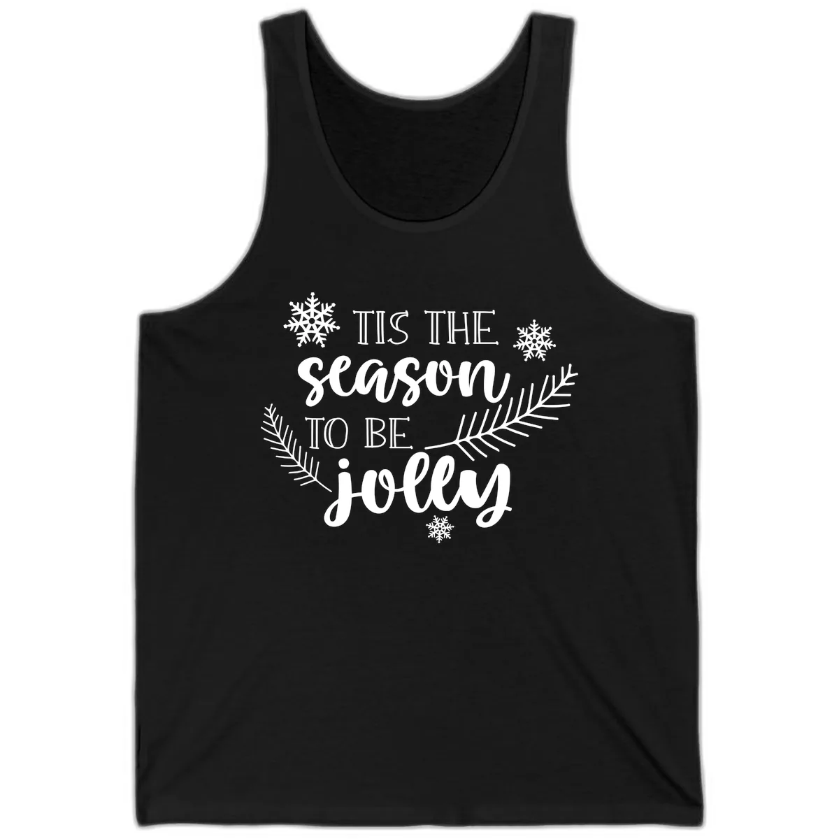 Tis The Season To Be Jolly Christmas Design Tank in Black