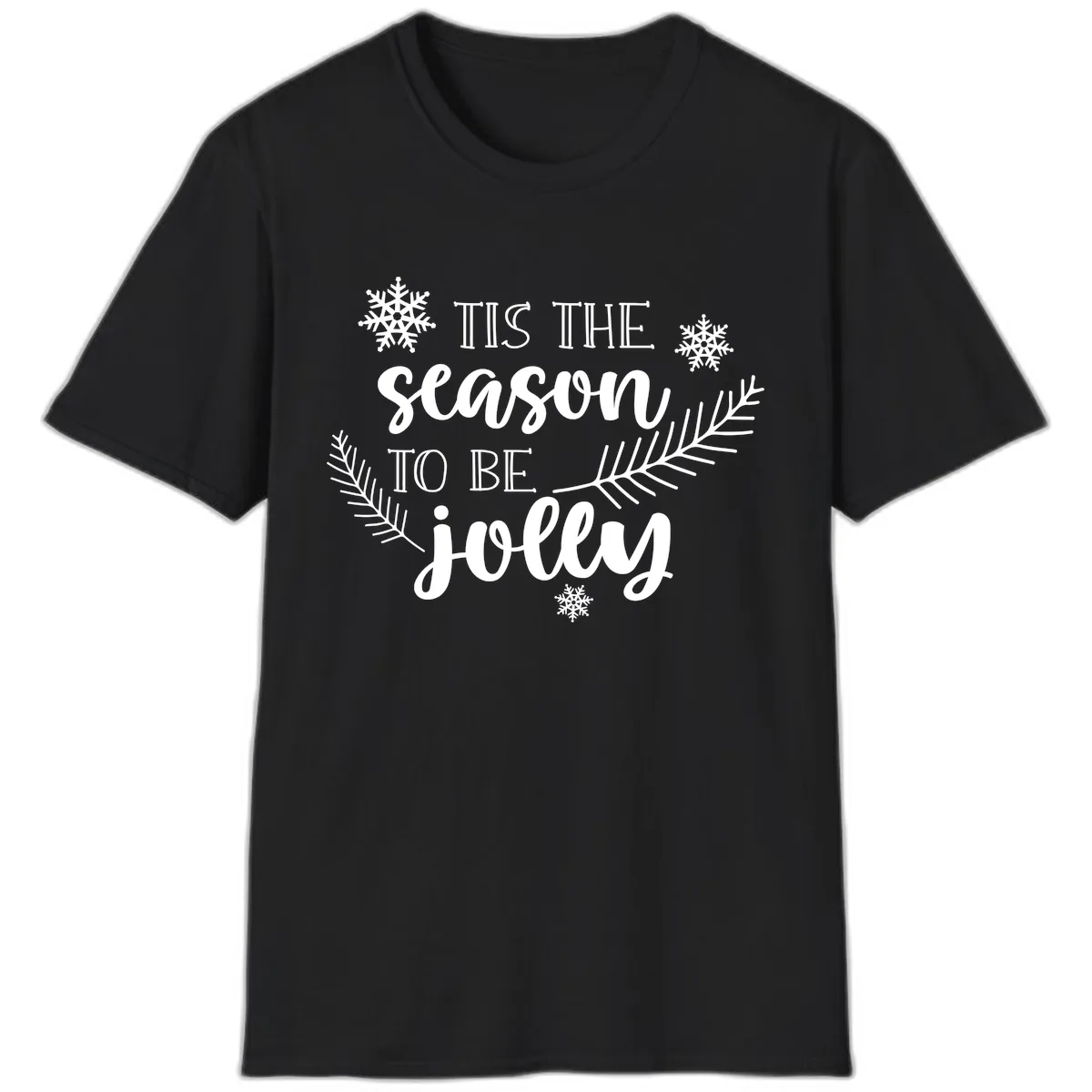 Tis The Season To Be Jolly Christmas Design T-Shirt in Black