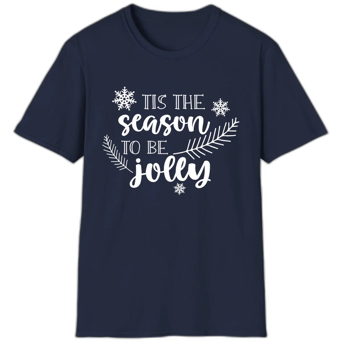 Tis The Season To Be Jolly Christmas Design T-Shirt in Navy