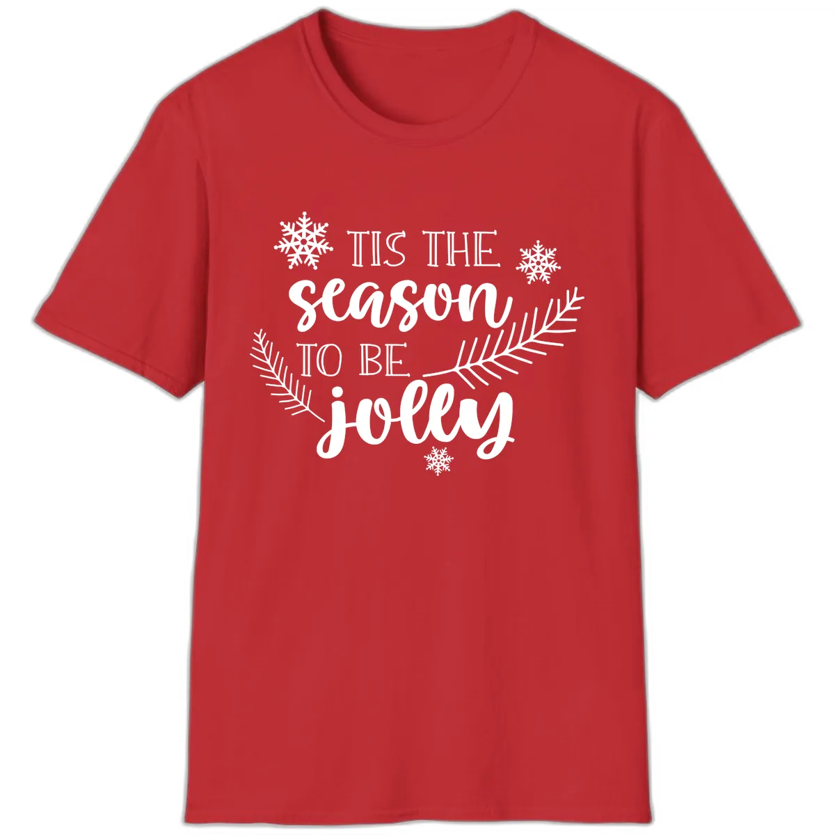 Tis The Season To Be Jolly Christmas Design T-Shirt in Red