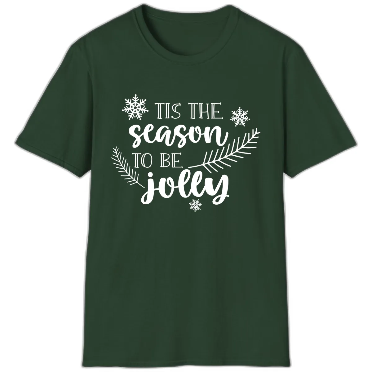 Tis The Season To Be Jolly Christmas Design T-Shirt in Forest Green