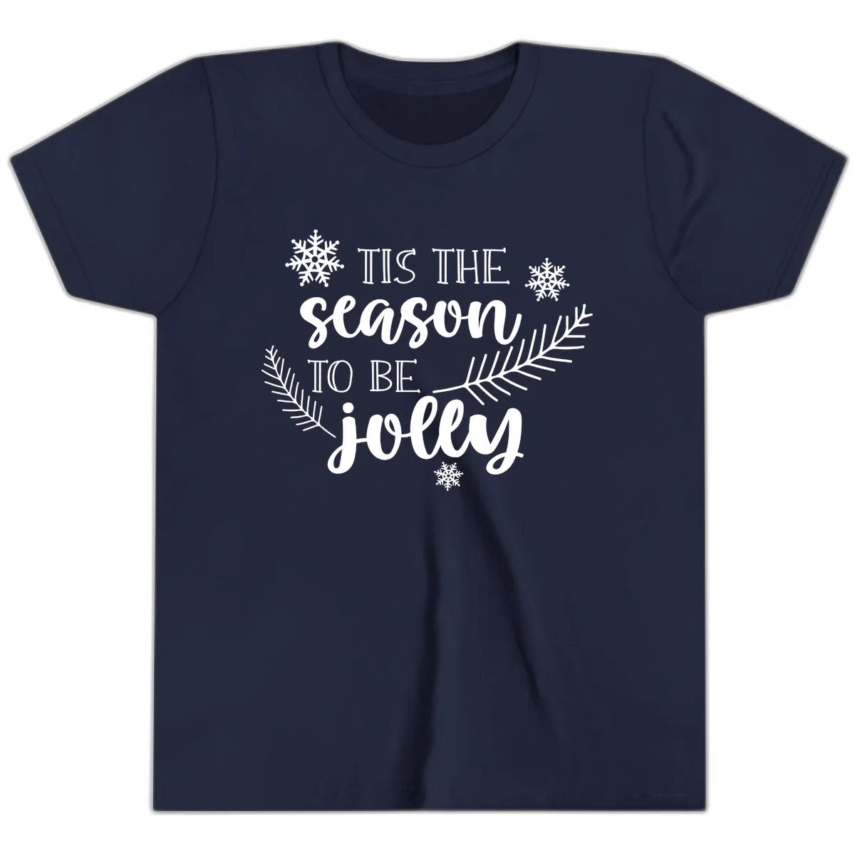 Tis The Season To Be Jolly Christmas Design Youth T-Shirt in Navy