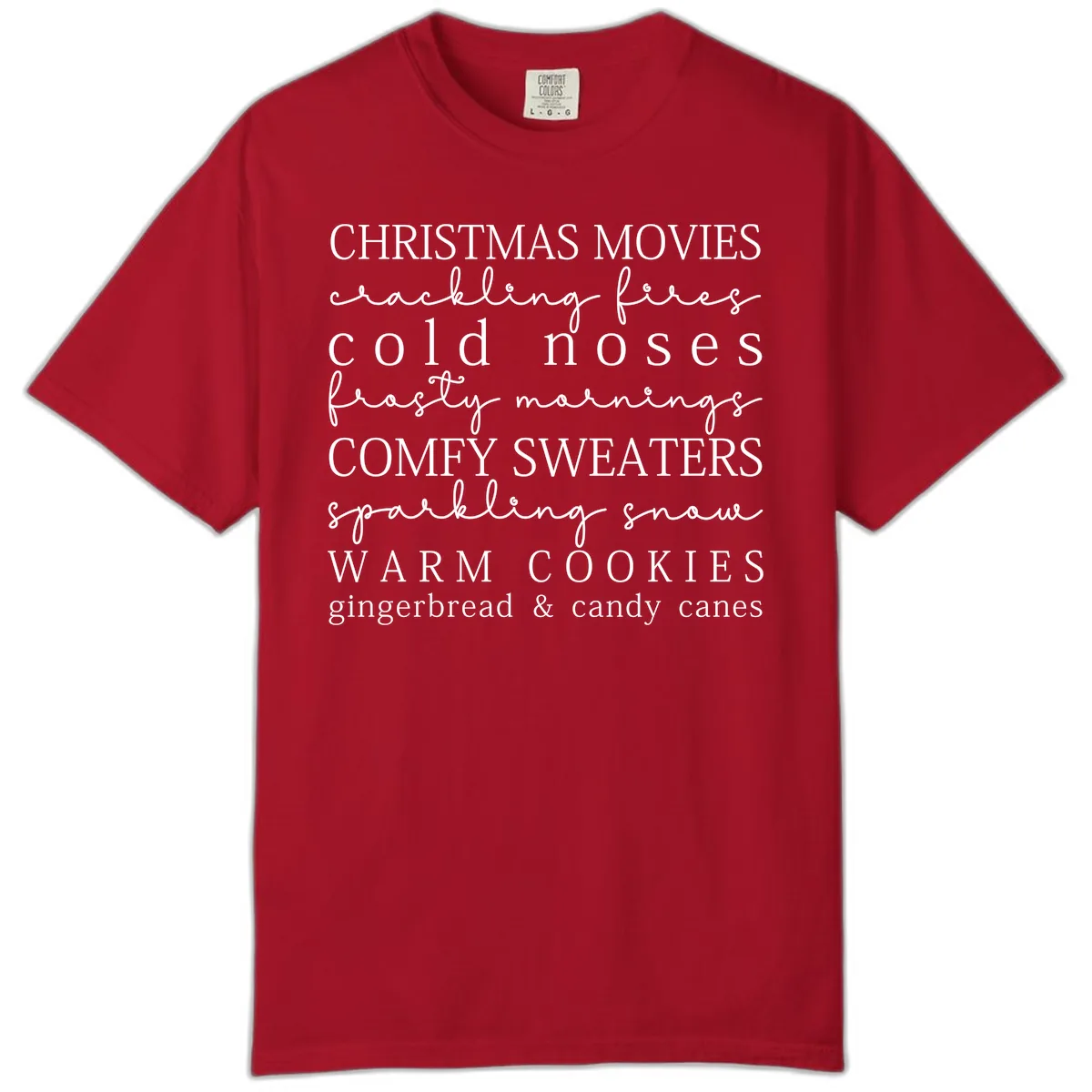 Cozy Christmas Vibes Word Art Comfort Color in Red