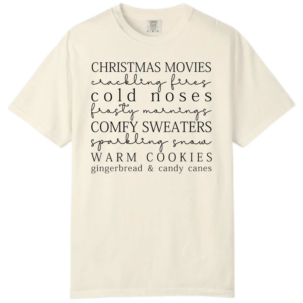 Cozy Christmas Vibes Word Art Comfort Color in Ivory