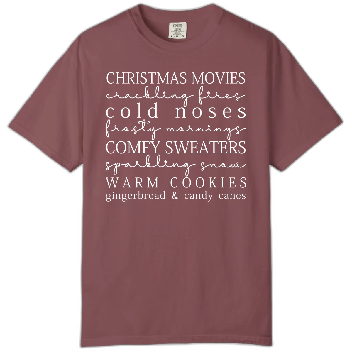 Cozy Christmas Vibes Word Art Comfort Color in Brick